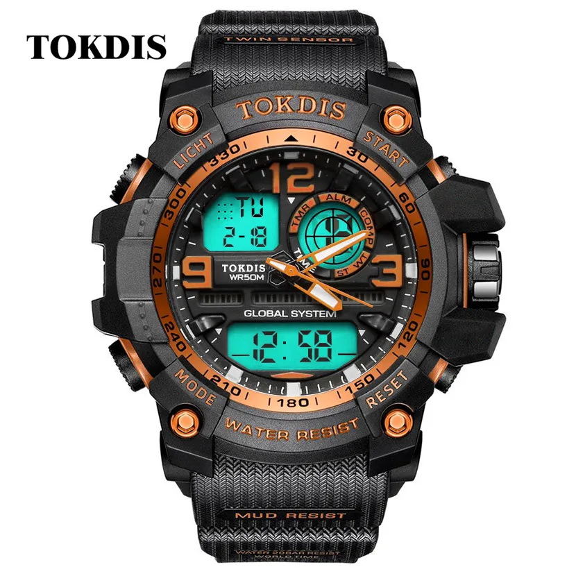NEW TOKDIS G shock Mens 50M Waterproof Sport Watch Men Analog Digital LED Watches Dual Time Clock Relogio Masculino With box