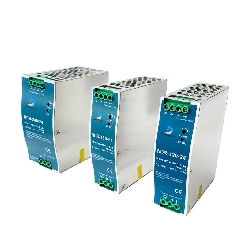 NDR-120W 75/150/240W 5V~24V Switch Mode Power Supply AC DC For Electrical Equipment Ultra Thin DIN Rail Factory