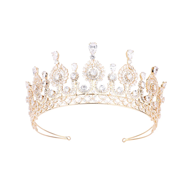Cubic Zirconia Crown Vintage Retro Bridal Hair Accessories Wedding Tiaras and Crowns Head Jewelry Pageant Prom for Women Bride