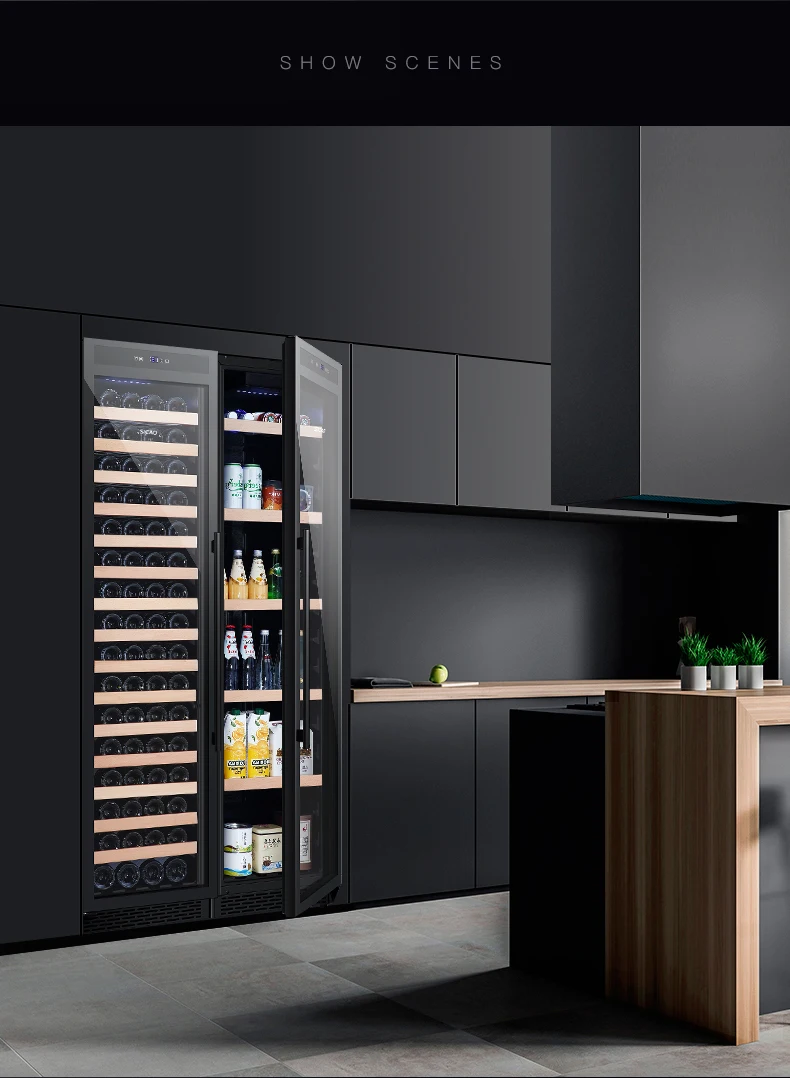 Hot selling compressor portable large wine and beverage cooler double door wine cooler refrigerator with light