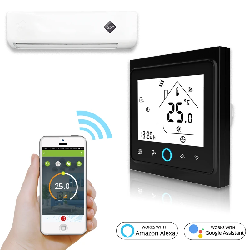 Вентиляторная катушка для двух/четырех труб Tuya Smartlife 220 В переменного тока 12 постоянного комнатный клапан Wi-Fi термостат