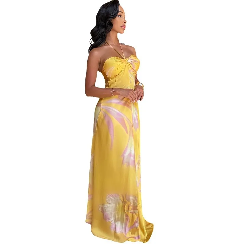 2024 Summer Wholesale Fashion Off Shoulder Sleeveless Tie Dye Tube Bodycon Dresses For Women