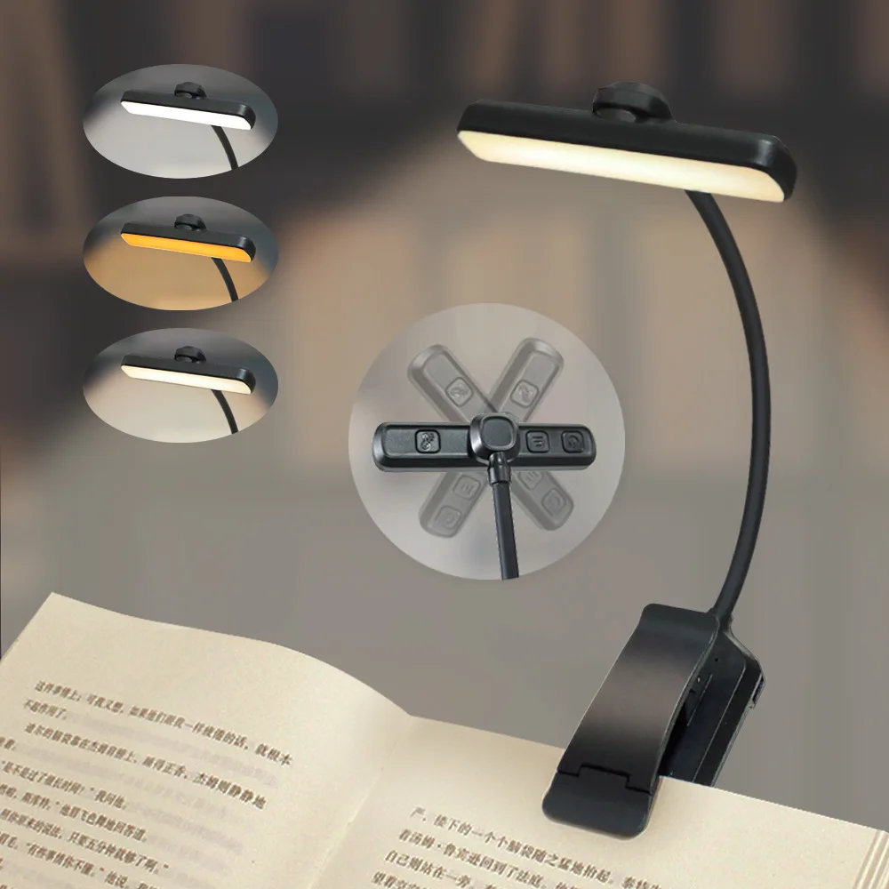 24LEDs Double-Row Lamp Beads Flexible Cross-Border TYPE-C Charging Clip Lamp with Rotating Holder Eye Protection Book Lamp