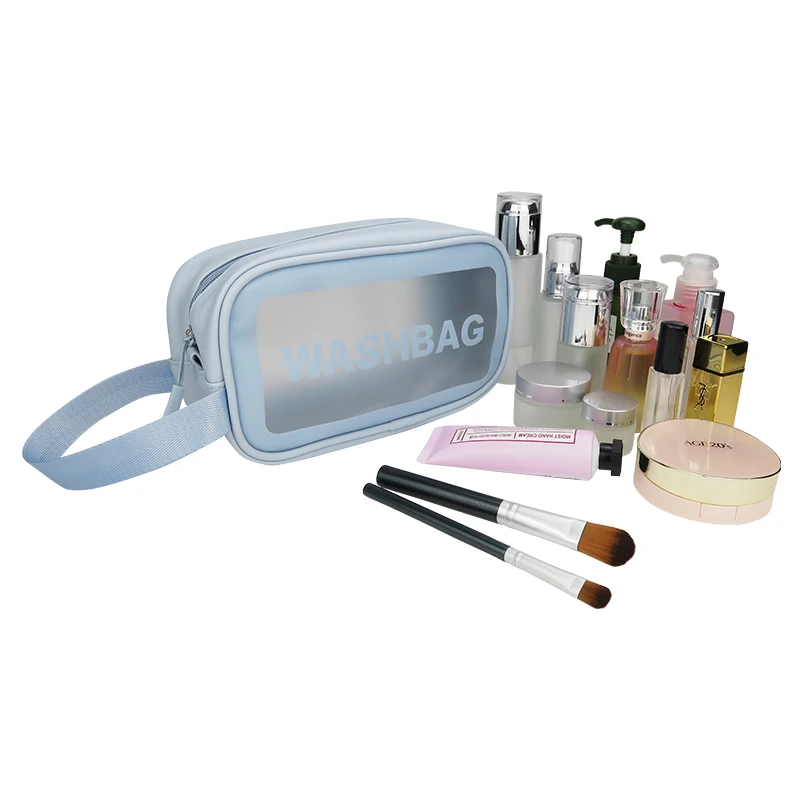 OEM/ODM Travel Portable  Frosting PVC Makeup Bag Custom Trend Toilet Wash Waterproof Cosmetic Pouch With Handle