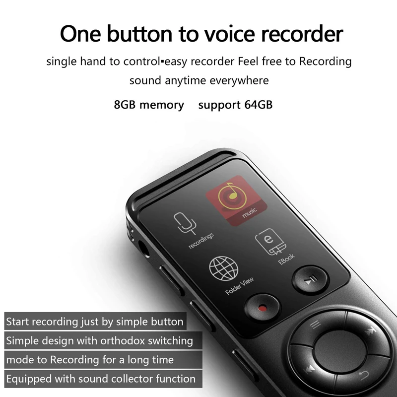 Full zinc alloy usb voice recorder electronic detective audio recorder 15 meter recording distance
