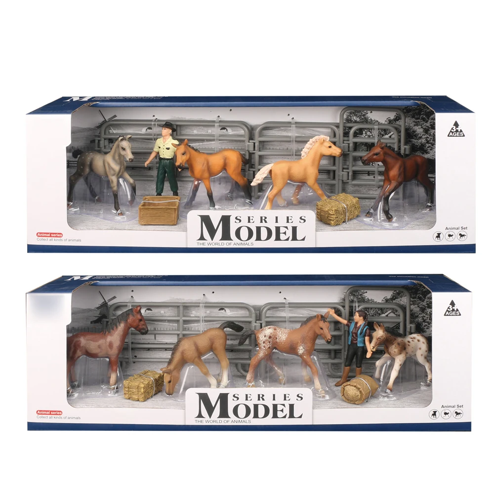 Лидер продаж яркая игрушка модель маленькой лошади пластиковая фигурка животного на ферме