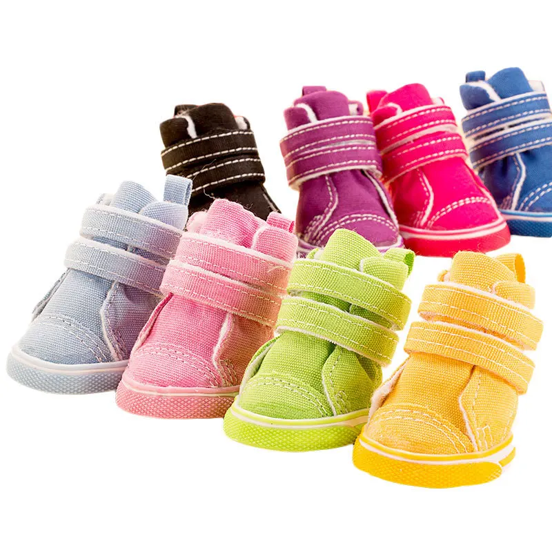 Doberman 2Pcs Canvas 2022 New Pet Fashion The Waterproof Dog Boots Clothes And Denim Elf Silicone Shoes Big Dogs Pinkcharm