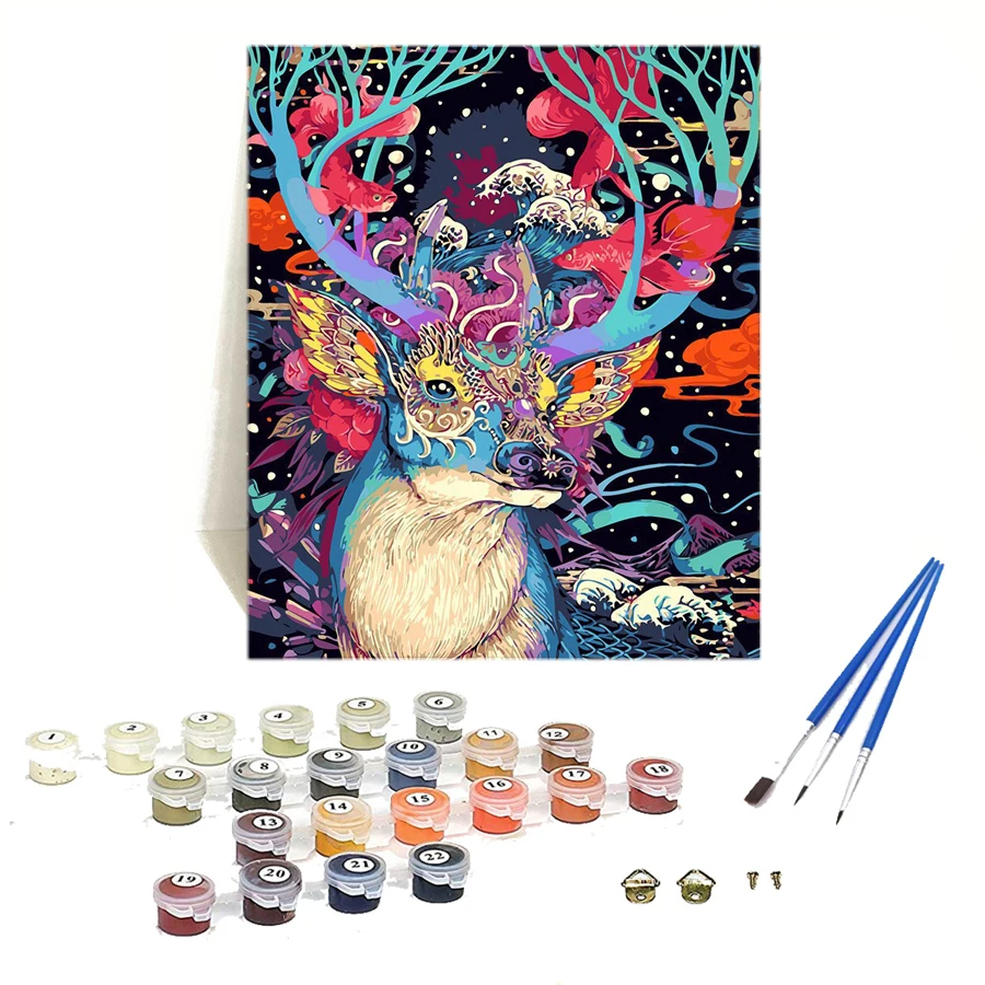 New Arrival High Quality Home decoration Wall Art Animal oil painting DIY Canvas painting by number set