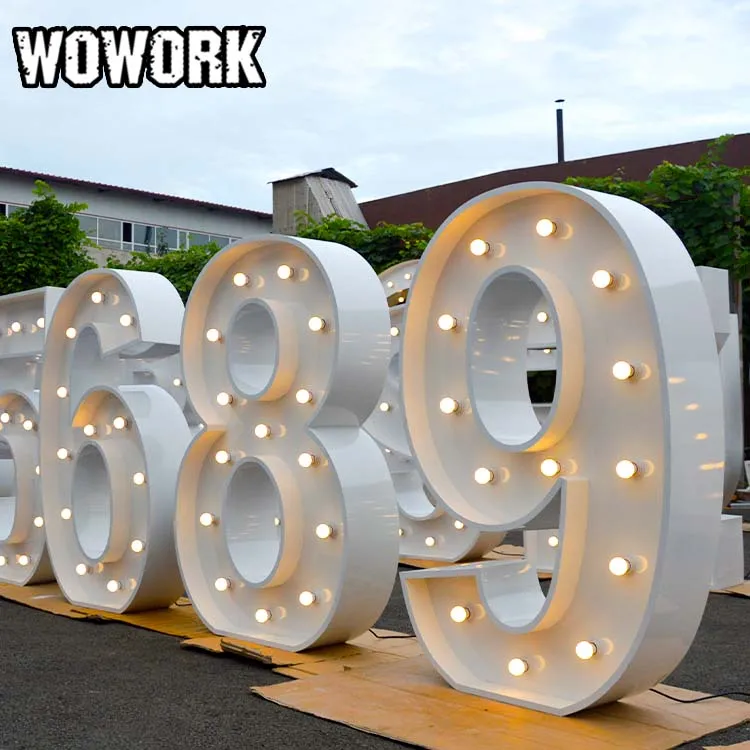 WOWORK 3ft collapsible Remote-control metal RGB frame neon number 0-9 stand light for birthday wedding party event decoration