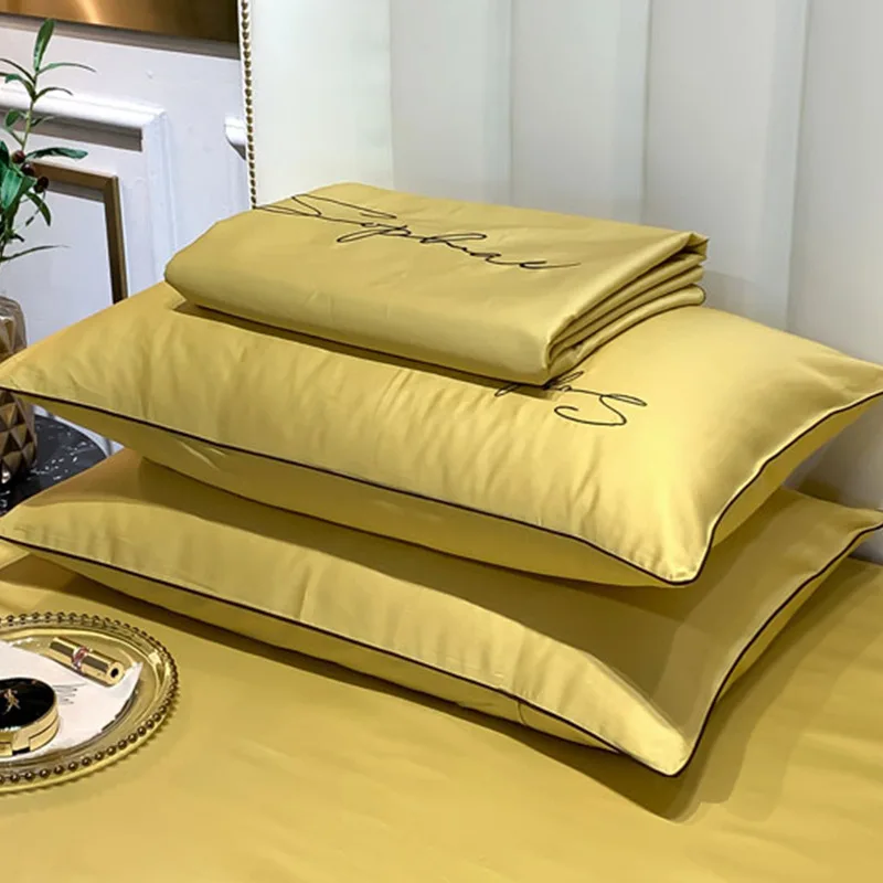 Solid Color Purple Embroidery Letter Tencel Natural Packaging Satin Mulberry Wholesale Vegan Slip Pure Silk Satin Pillowcase