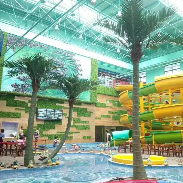 small fake indoor outdoor bend artificial coconut palm tree plants that look real