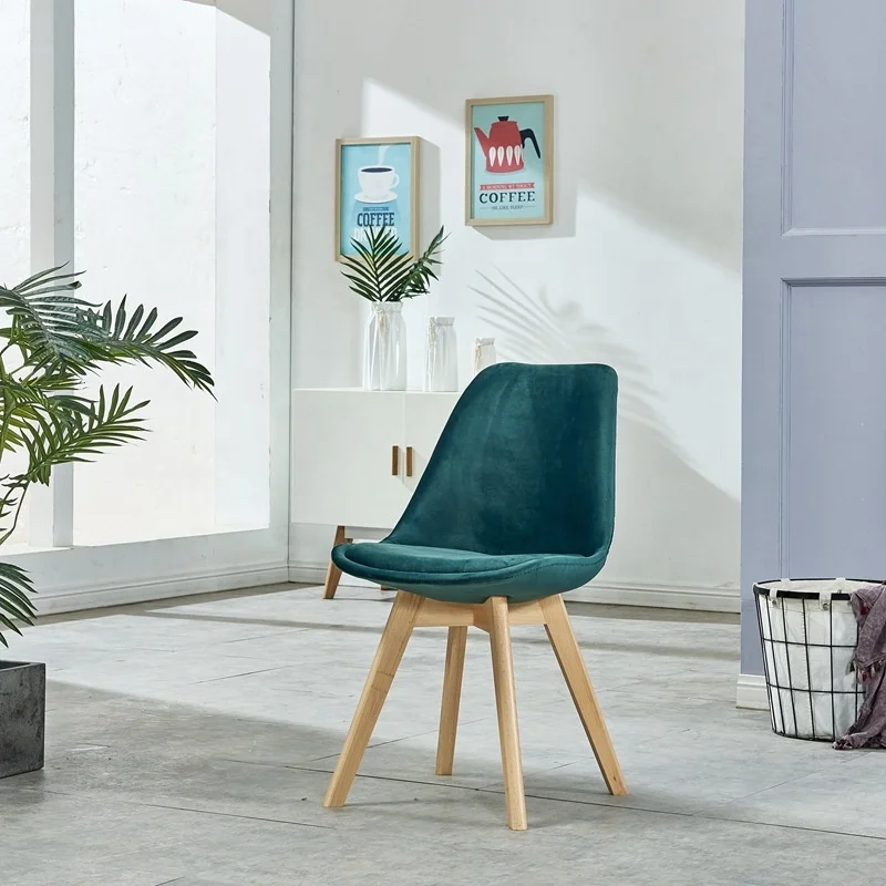 Wholesale dining chair wood leg luxury living room chair furniture modern velvet dining chair