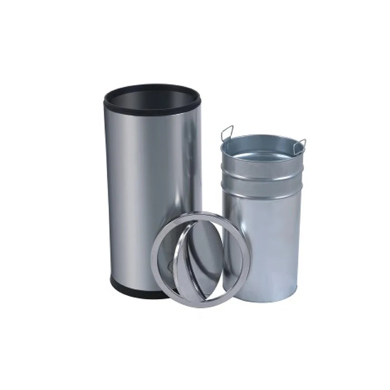 430 Stainless Steel Trash Can Commercial Rubbish Round Metal Dust Bin Indoor Dustbin