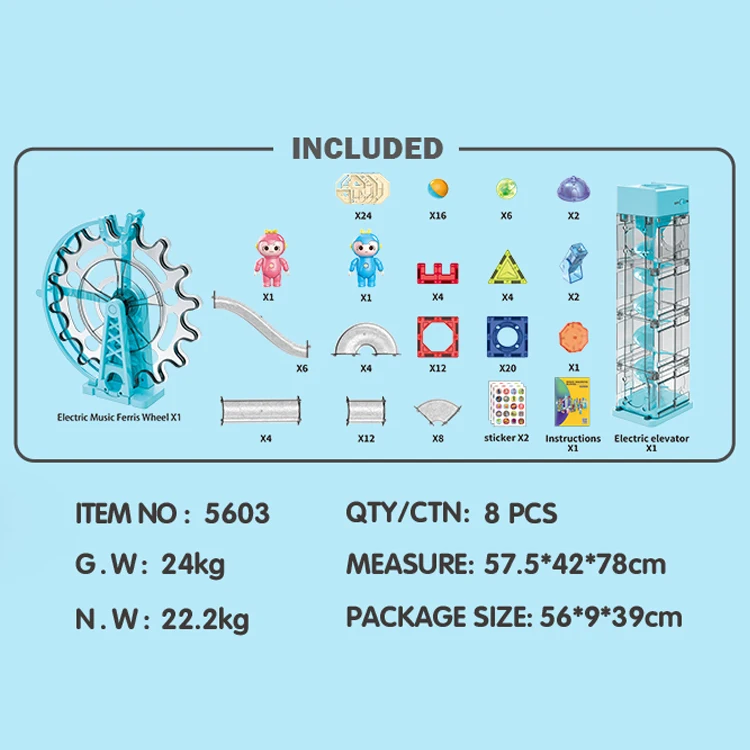 129PCS Large Size Magnetic Sheet Building Block Electric Maze Race Run Ball Marble Track DIY Bircks Kids Construction Set