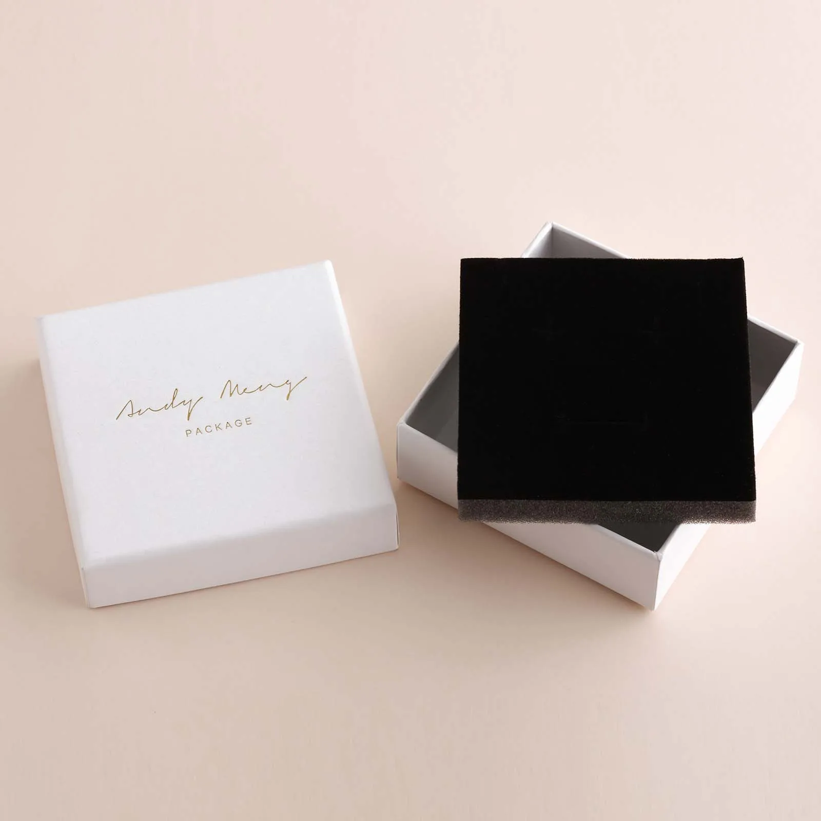  PandaSew Custom Logo Printed Lid & Base Foam Filled Rigid Cardboard Paper Gift Necklace Ring Packaging Jewelry