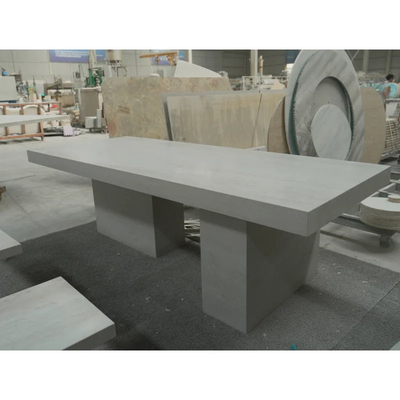 SHIHUI Luxury Rectangle Travertine Dining Table Set Modern Polished Marble Design for Hotel Dining Room Furniture