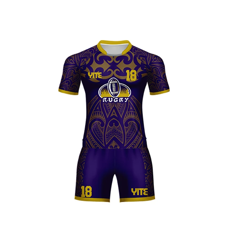 Custom sublimated printed purple rugby jersey shirt all blacks rugby jersey high quality rugby uniform