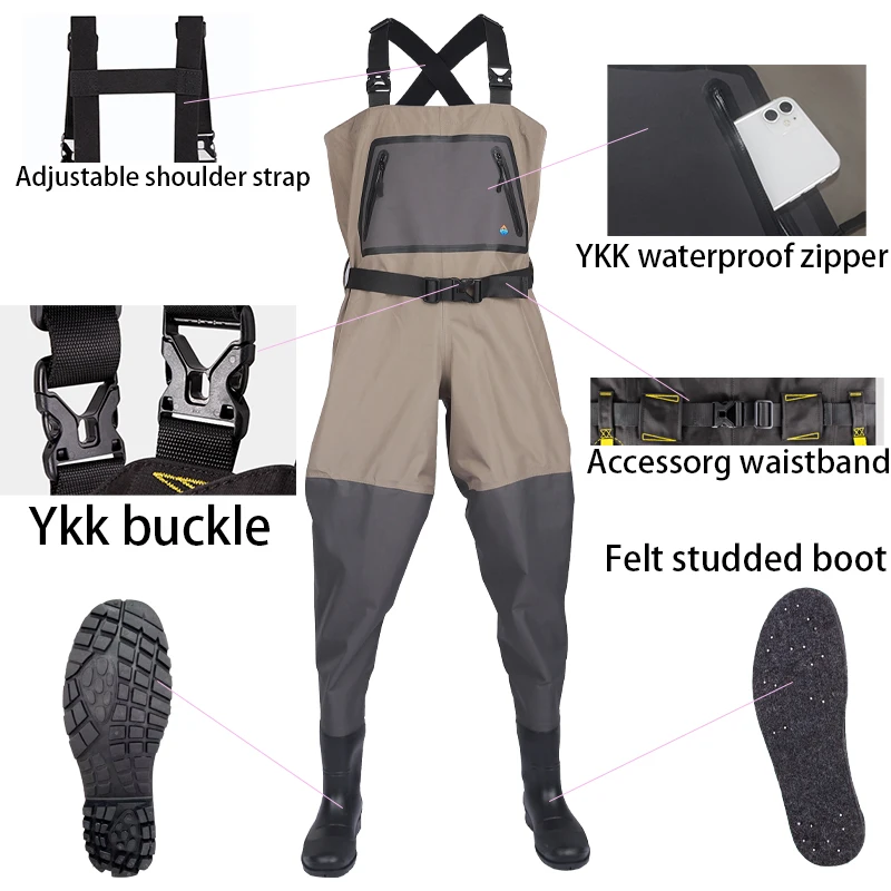 2024 Hot Sale Boot foot Chest Wader 3-Ply  breathable moisture permeable Waterproof hunting Fishing waders