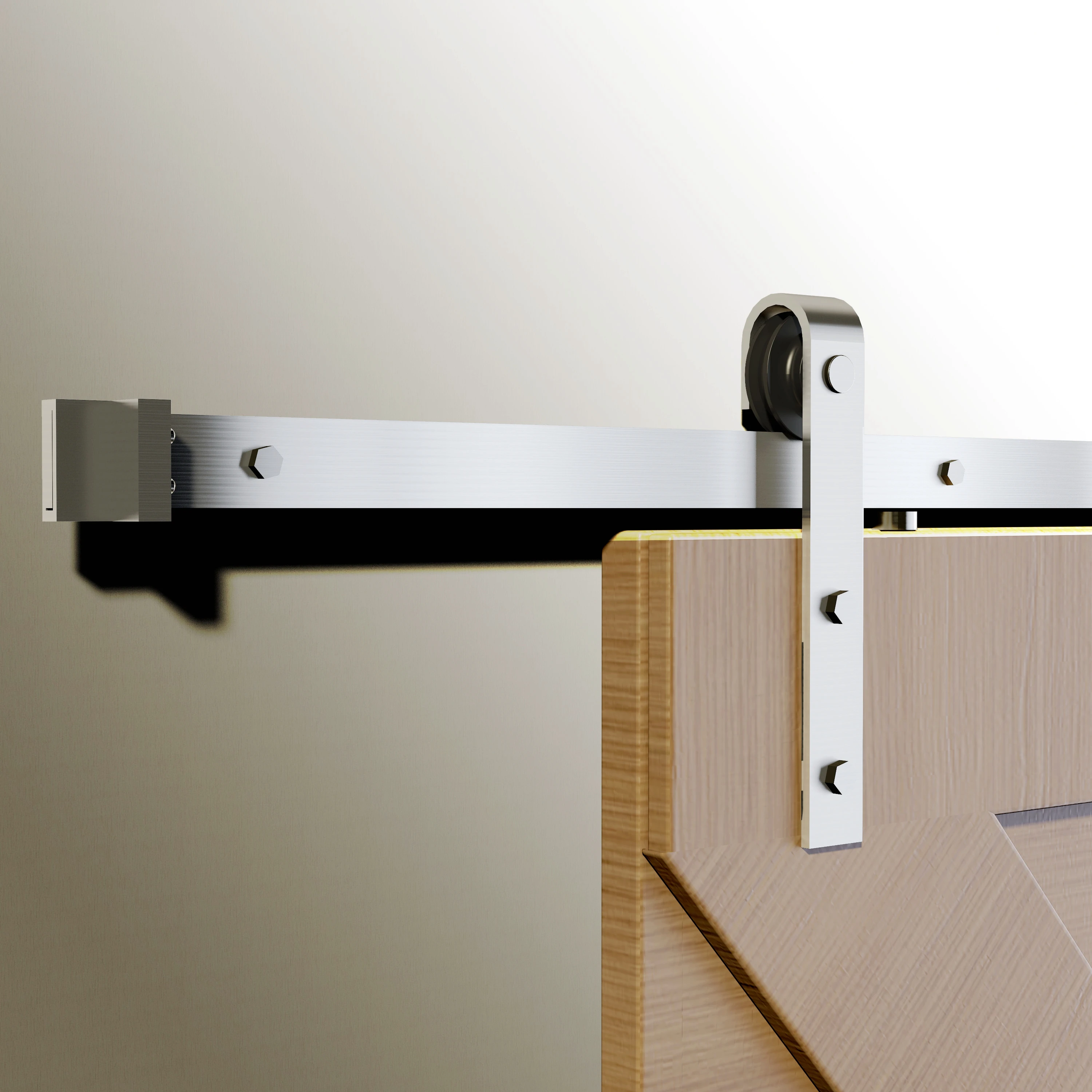 Hot Sale Good Quality Aluminum Double Door Splicing Piece Sliding Barn Door Track Wooden Door Hardware Slide Rail Kit