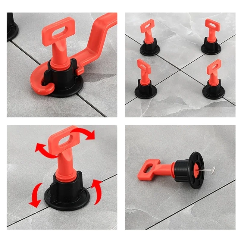 JNZ Premium Quality 50pcs/bag Floor Tiling Tools Plastic Metal Material Reusable Tile Leveling System With 1pcs Wrench