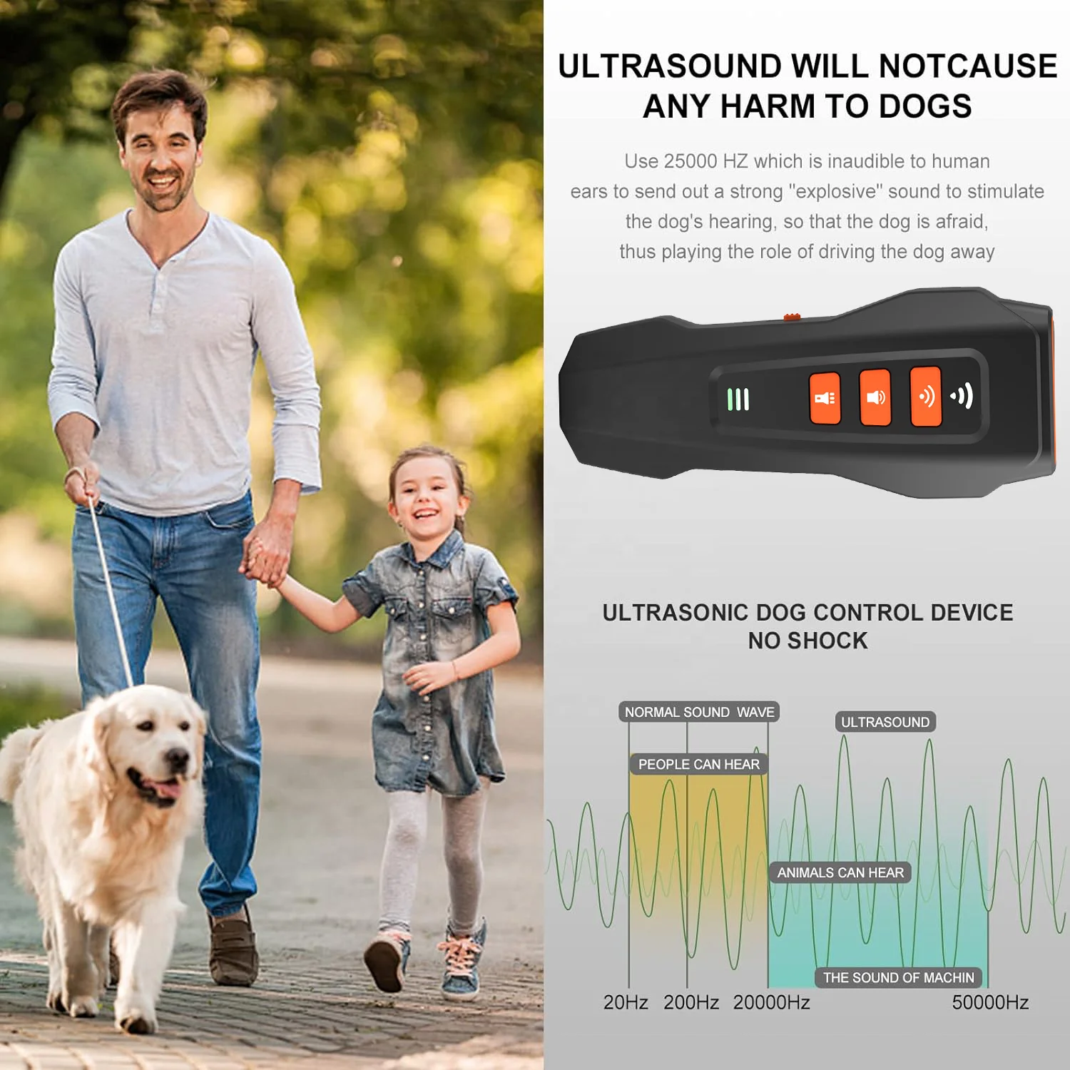 NEW Rechargeable 3 mode 1200mah Dog Bark Deterrent Outdoor Sonic+Laser Repellent Professional Anti Barking Device