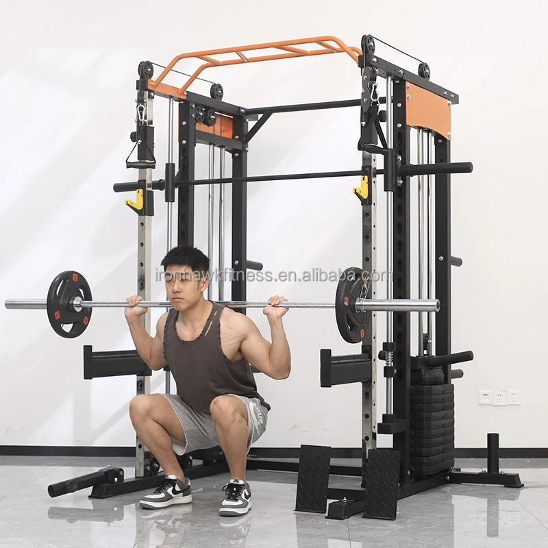 Custom Multi Functional Training Squat Rack Body Slim Smith Machine Home Gym Fitness Strength Machine