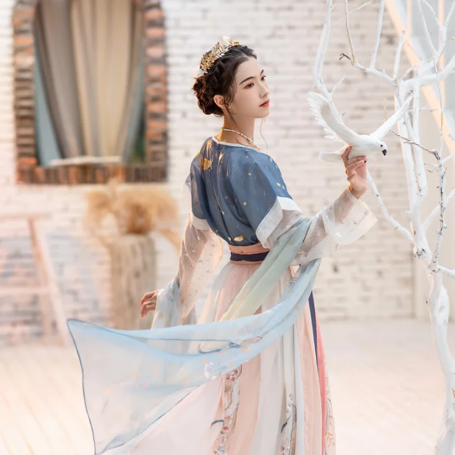 Модная Китайская одежда, детская юбка с вышивкой, 1 шт. в комплекте, платье ханьфу для девочек, Детский костюм Тан, летняя Этническая сумка