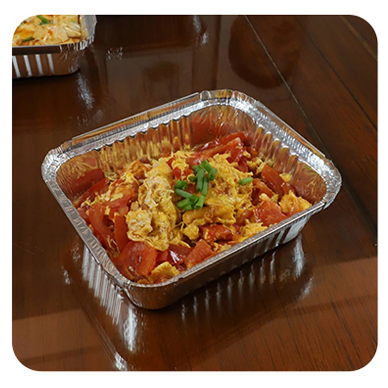 Custom Large Square Smooth Aluminium Foil Containers for Desserts and Cuisine Personalized Foil Trays