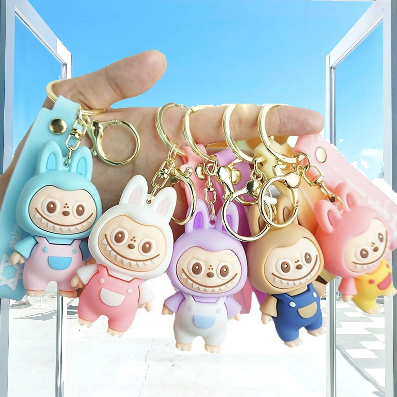 2024 New Arrivals Labubu Toy Key Chain Cartoon 3D Plastic Lovely Keychain For Bag Accessories