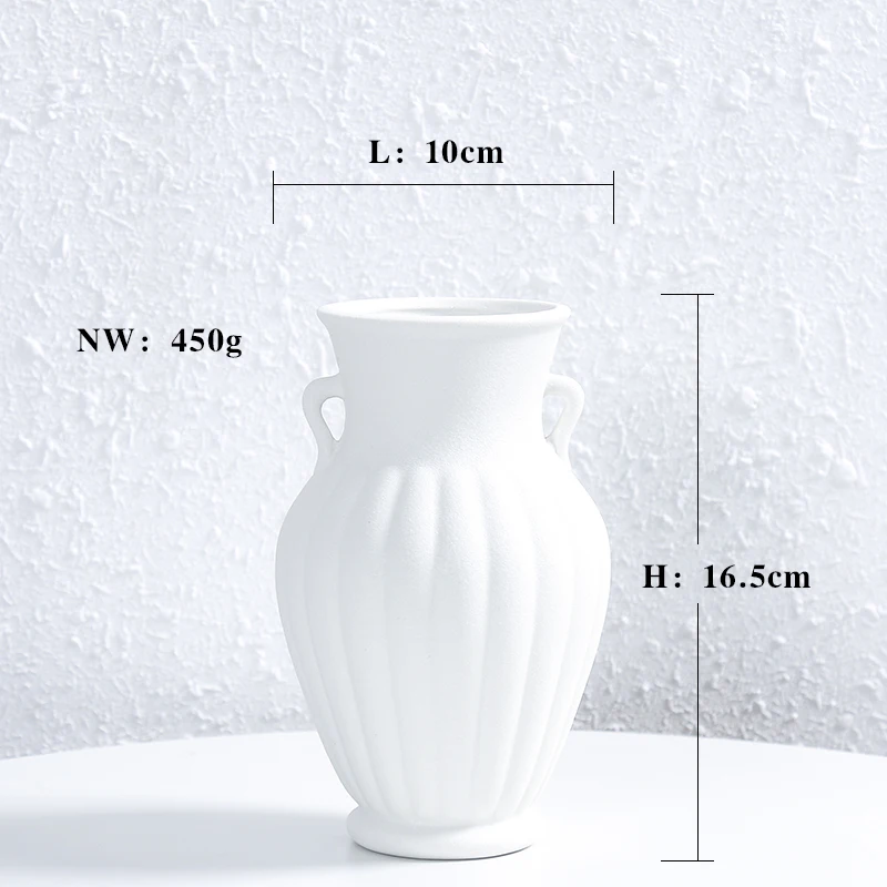 Minimalist House Decoration Vase Interior Accessories Tabletop Decorative Flower Vase White Ceramic Vase For Home Decor