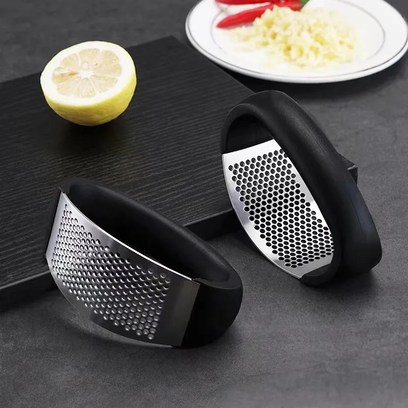 Hot selling stainless steel ginger garlic mincer chopper peeler set garlic press crusher rocker mini manual garlic press slicer
