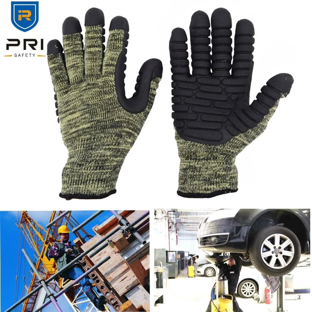PRI Knitted Wrist Construction Anti Slip Vibration-Resistant Great Grip Dipped Nitirle Oil Gas Drilling Coated TPE Gloves