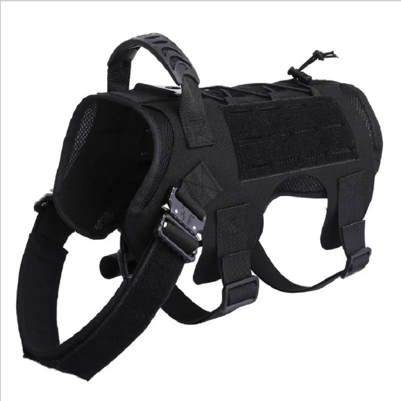 No pull handle outdoor service dog harness tactical with pouches Dog Training Harness Tactical Dog Vest For Outdoor
