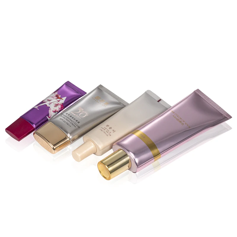Custom Flat Oval Aluminum Plastic Laminated Cosmetic Sunscreen Liquid Foundation Packaging Tubes With Screw Lid