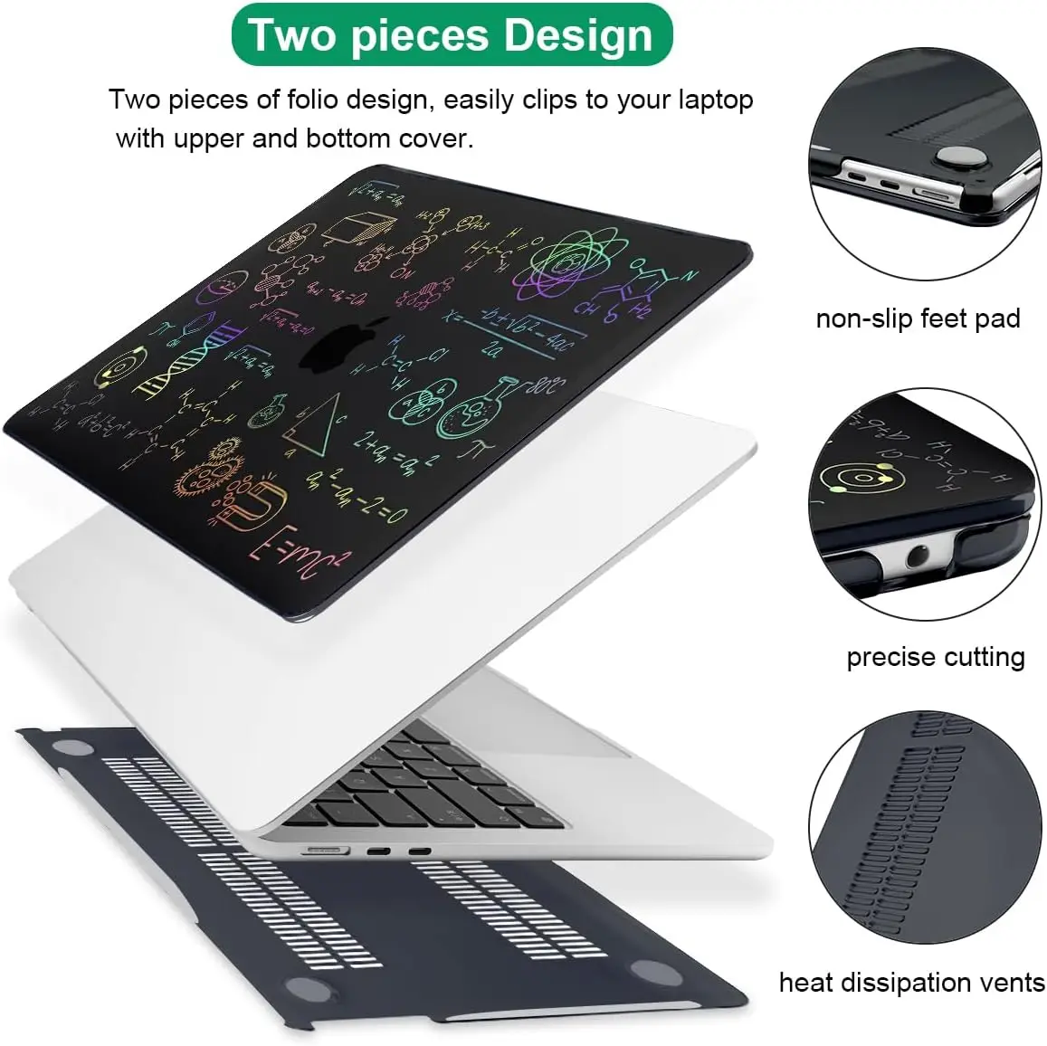 Custom Laser Print Pattern Glittery Clear Plastic Hard Shell Cover Case for MacBook Air 15 15.3 Inch 2023 2024 M2 A2941 M3 A3114