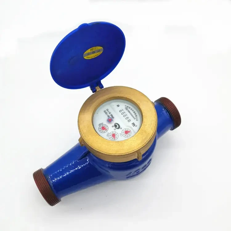 Custom 15mm Blue Color Multi Jet Dry-dial Type Anti-magnet All Copper Cold Water Meter with Pulse Output
