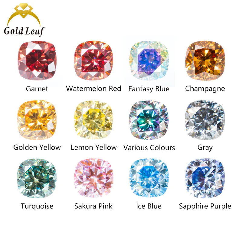 Goldleaf gems Cushion cut loose moissanite stones VVS1 DEF color moissanite GRA Certificate pass diamond tester