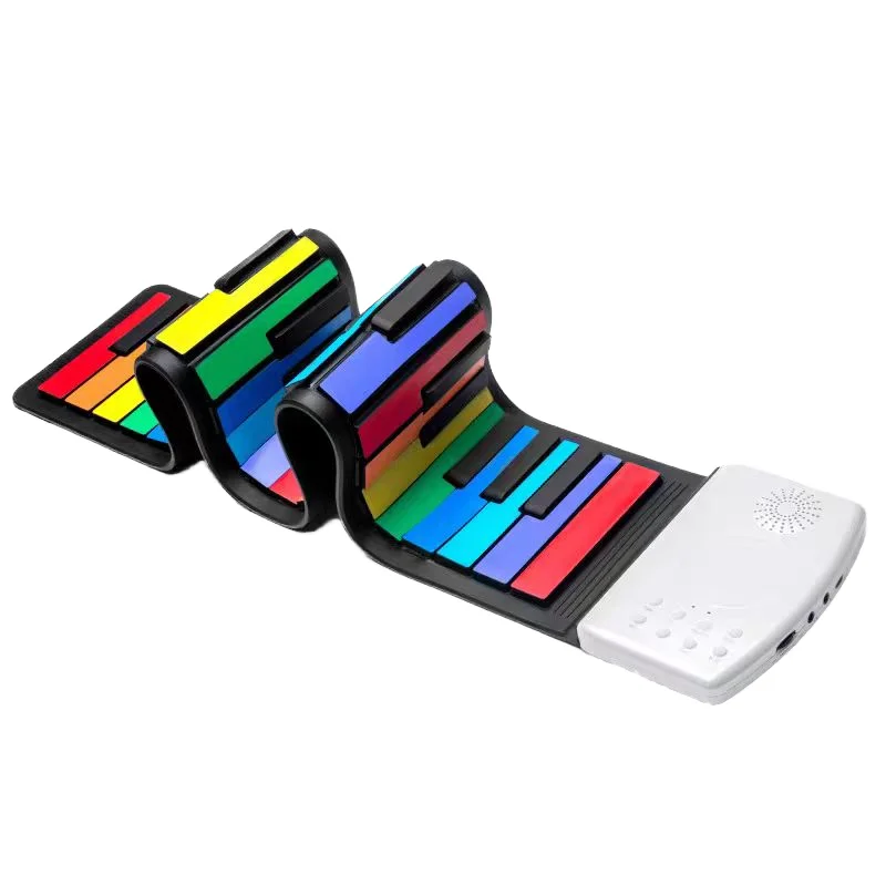Hot Selling Portable 49 Keys Rainbow Keyboard Roll up Piano Musical Instrument Toy for Kids Electronic Organ Gift