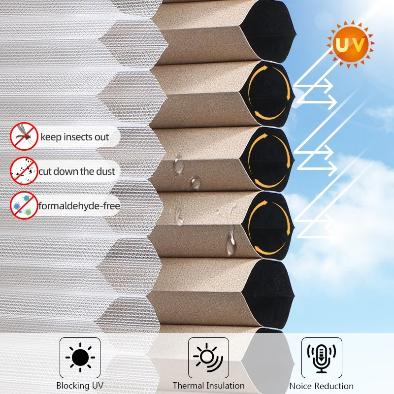 Blind Screen Vertical Cellular Shade Cordless Honeycomb Blinds for Sliding Door Anti-mosquito Screen Curtain Dual Cellular Shade