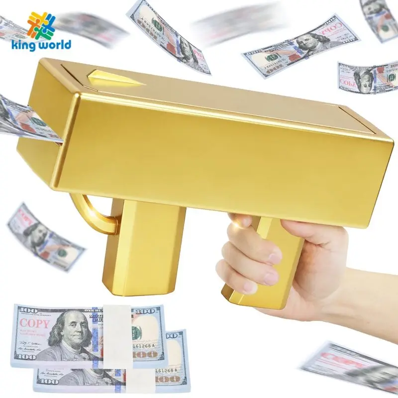 Newest Gold Brick Money Spraying Gun Spray Machine Money Gun Shooter Cash Cannon Rain Flying Color Super Money Gun