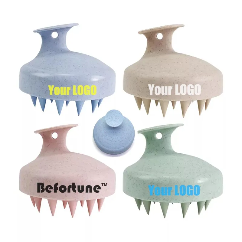 Wholesale Wheat Straw Silicone Scalp Scrubber Brush Eco Friendly  Hair Shampoo Brush Scalp Massager