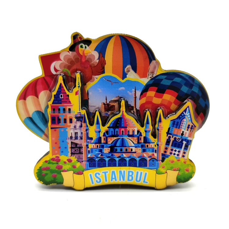 Custom wood refrigerator magnet souvenir collection wooden turkey souvenir istanbul fridge magnet