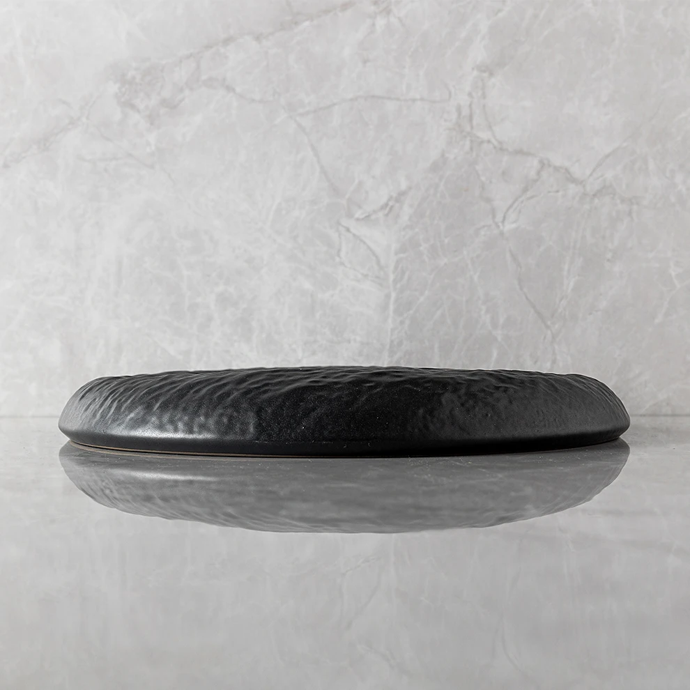 Buffets Dinning round design hand ceramic plates sets Embossed Stone Grain dinnerware tableware Ceramic Plates For Restaurant