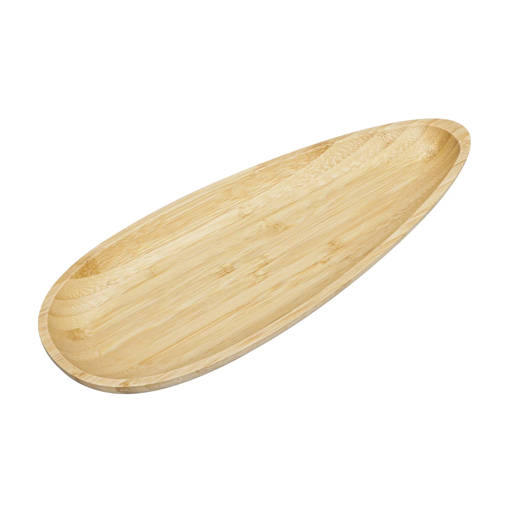 The snack tray surface of carbonized bamboo fruit tray in the shape of melon seeds is coated with food grade silica gel