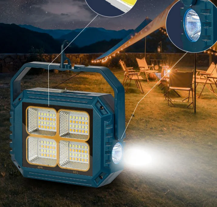 Hot sell mini solar emergency floodlight rechargeable outdoor work light with led torch 2400mah battery multi-function tent lamp
