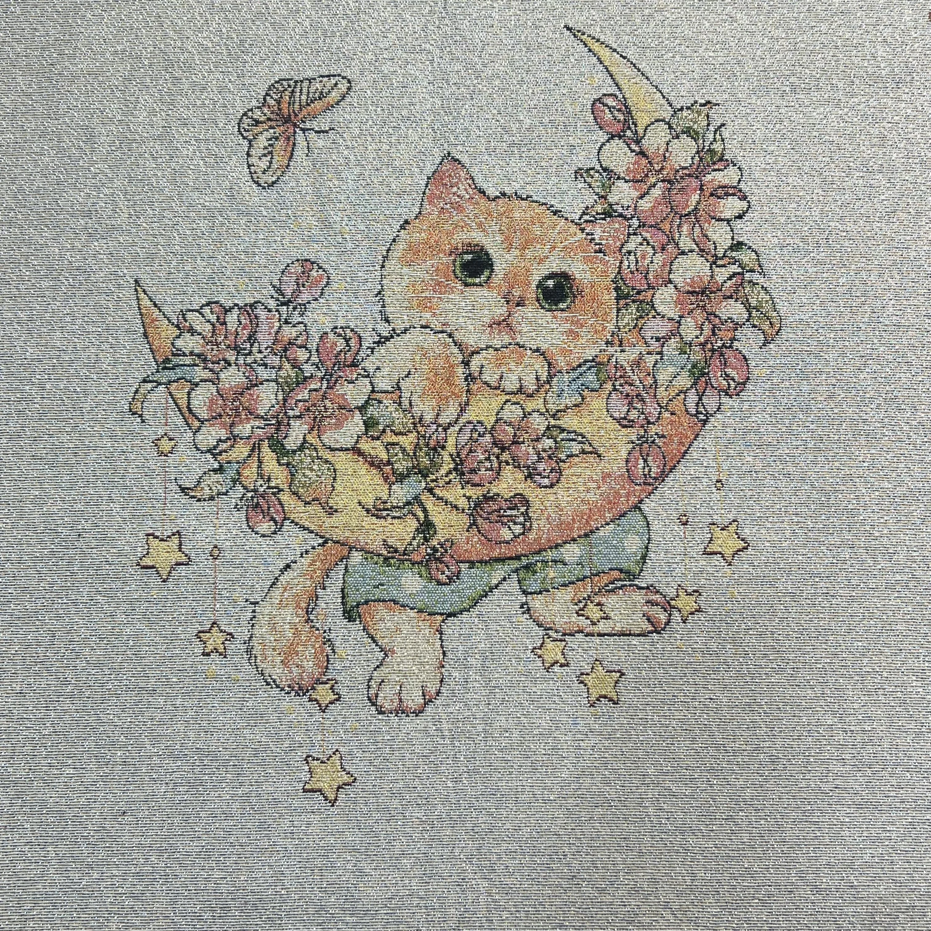 Cartoon Cat Jacquard Fabric Tapestry Cotton Yarn Dyed Woven Textile for Home Use Cushion Covers Bags Upholstery