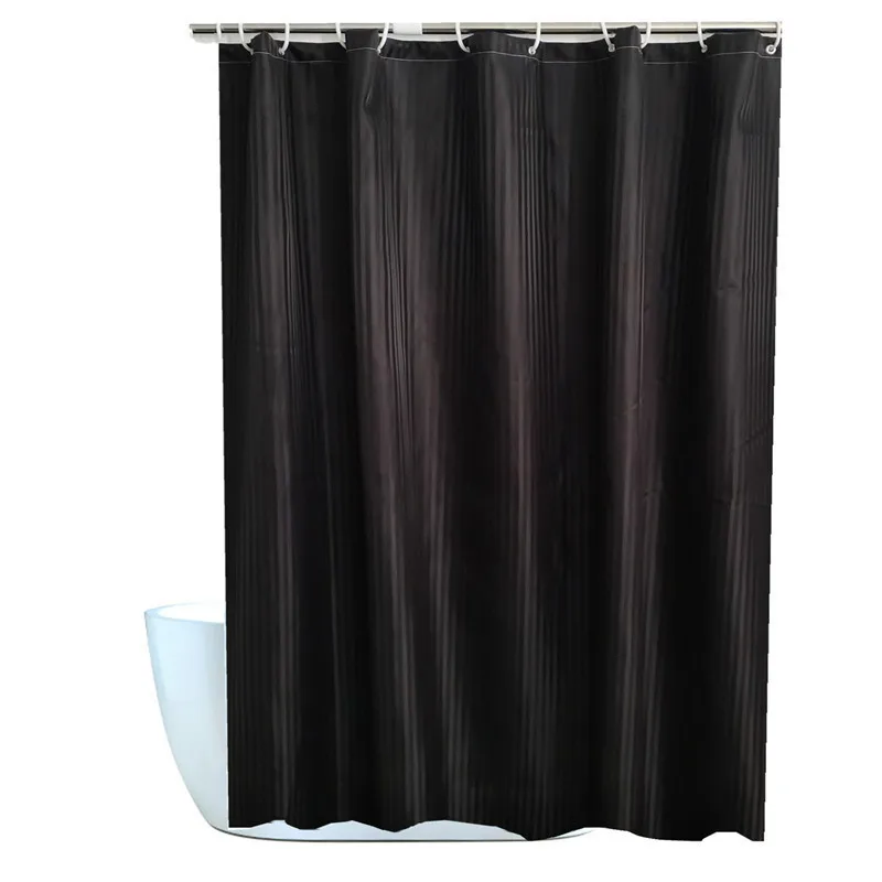 Black Striped Polyester Shower Curtain Simple Modern Waterproof Mildew-proof Partition Curtain Factory Wholesale