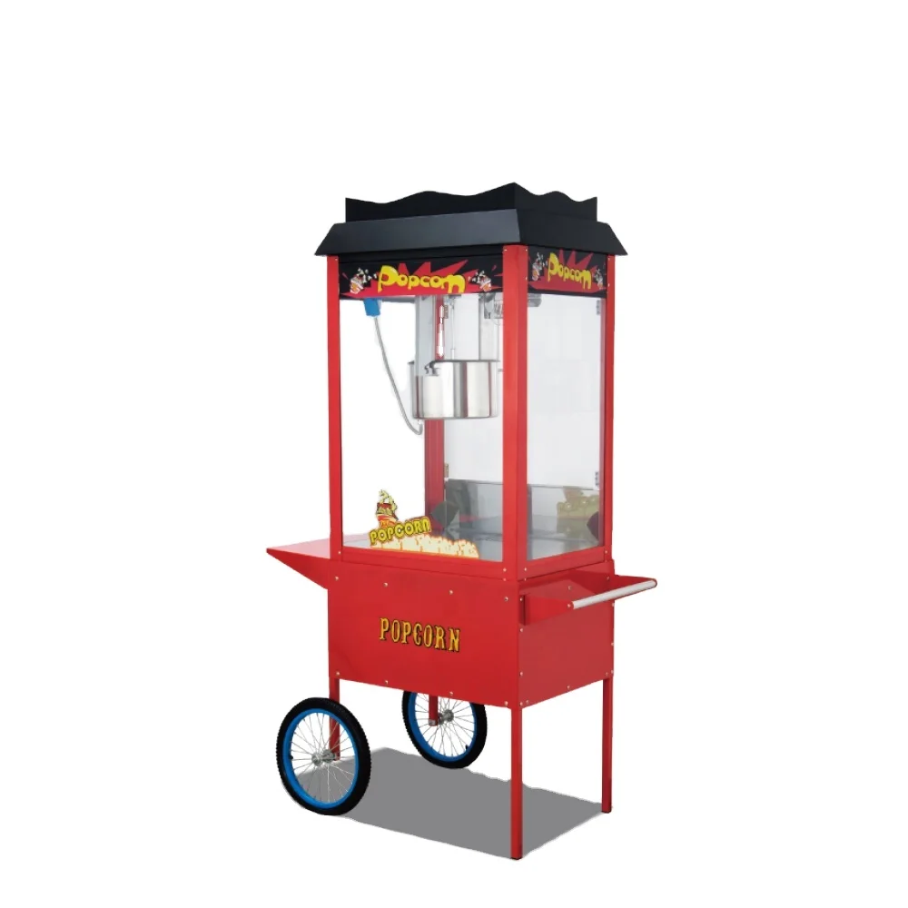 Electric  Popcorn Machine With Trolley Cart Popcorn Maker Pocorn Machine With Wheels ce
