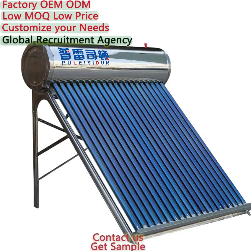 Factory Price 100L 500L Stainless Steel Metal Solar Water Heater Top Gravity Roof Frame Low High Vacuum Tube Split Electric