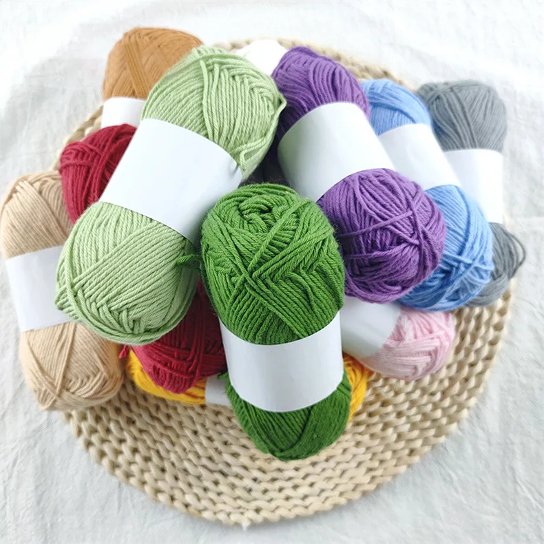 Прямые продажи с фабрики Детская хлопчатобумажная пряжа 3ply 4ply 5ply 50 г для вязания крючком акриловая мягкая смешанная